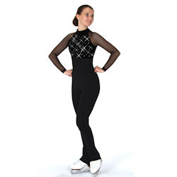 Childrens Long Sleeve 1-Piece Ice Skating Catsuit 