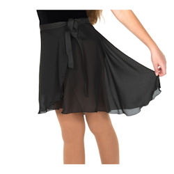 Youth Wrap Skirt Dance Length - Black Georgette 