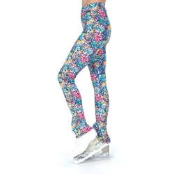 Childrens Colour Crackle Print Lycra Ice Skating Leggings