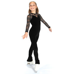 Childrens Glitter Lace Ice Skating One Piece 