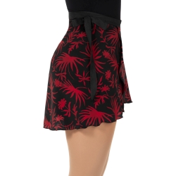 Ladies Red Foliage Georgette Wrap Ice Skating Skirt